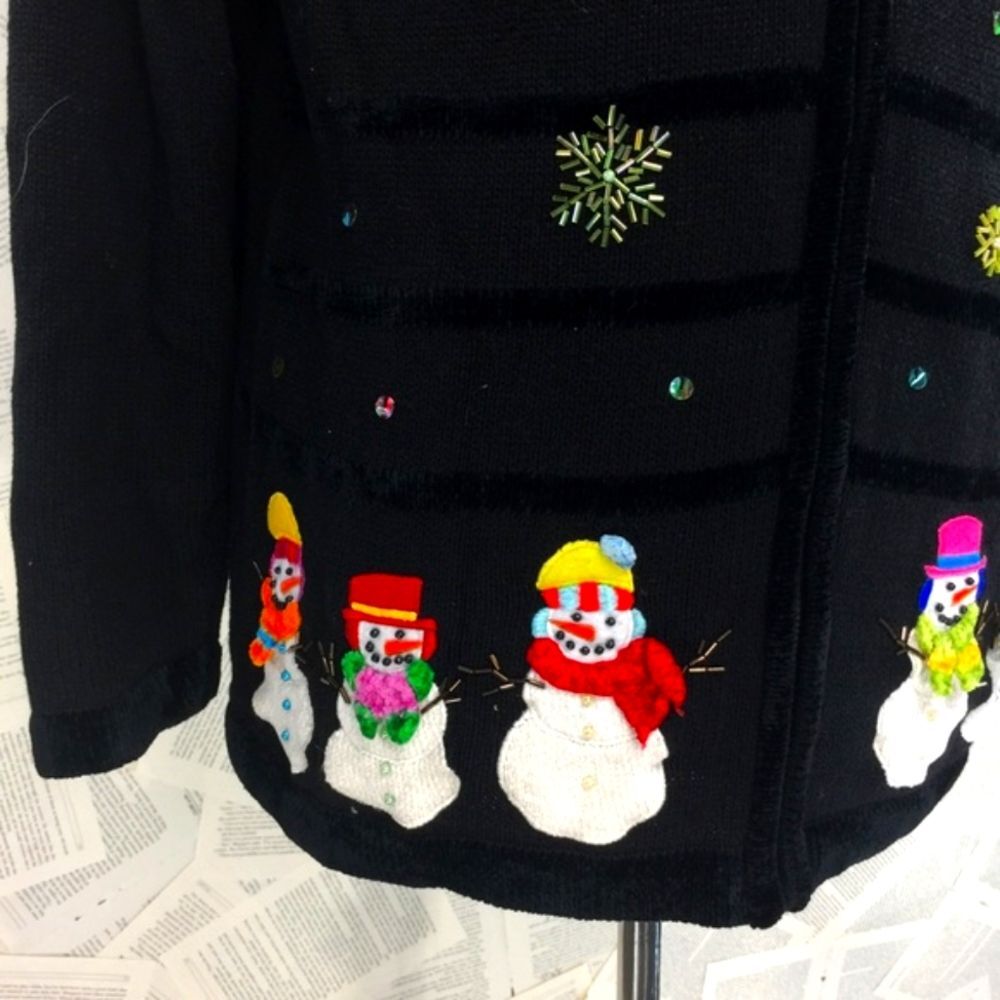 2PC Quacker Factory Snowman Top & Cardigan Christmas Large